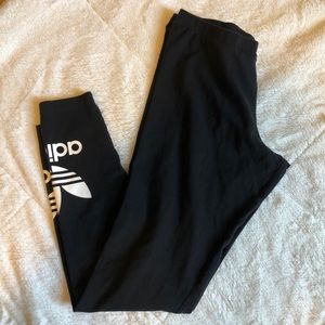 Black Adidas leggings with leg detail